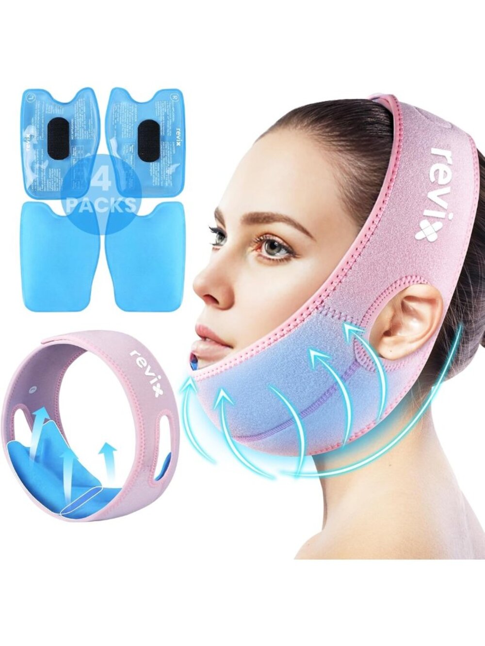 Pink Ice Pack Head Wrap for Wisdom Teeth, Face, Jaw & Chin Pain Relief